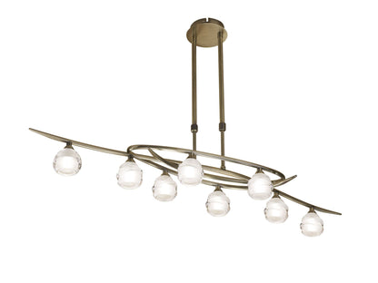 Mantra M1820 Loop Rectangular Telescopic 8 Light G9 ECO Line, Antique Brass