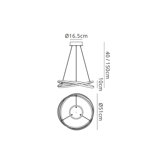 Mantra M5380 Infinity Pendant 42W LED 3000K, 3400lm, Silver/Polished Chrome/White Acrylic, 3yrs Warranty