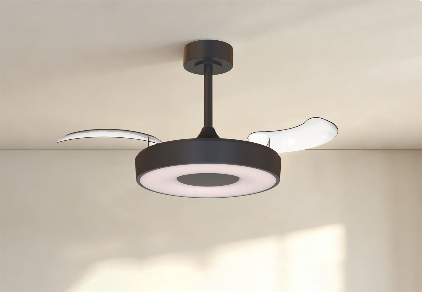 Coin Fan Mini Smart 40cm 36W LED Dimmable Ceiling With Built-In 25W DC Fan, 3000-5000K Remote, APP, Alexa & Google Voice Control, 5710lm, Black