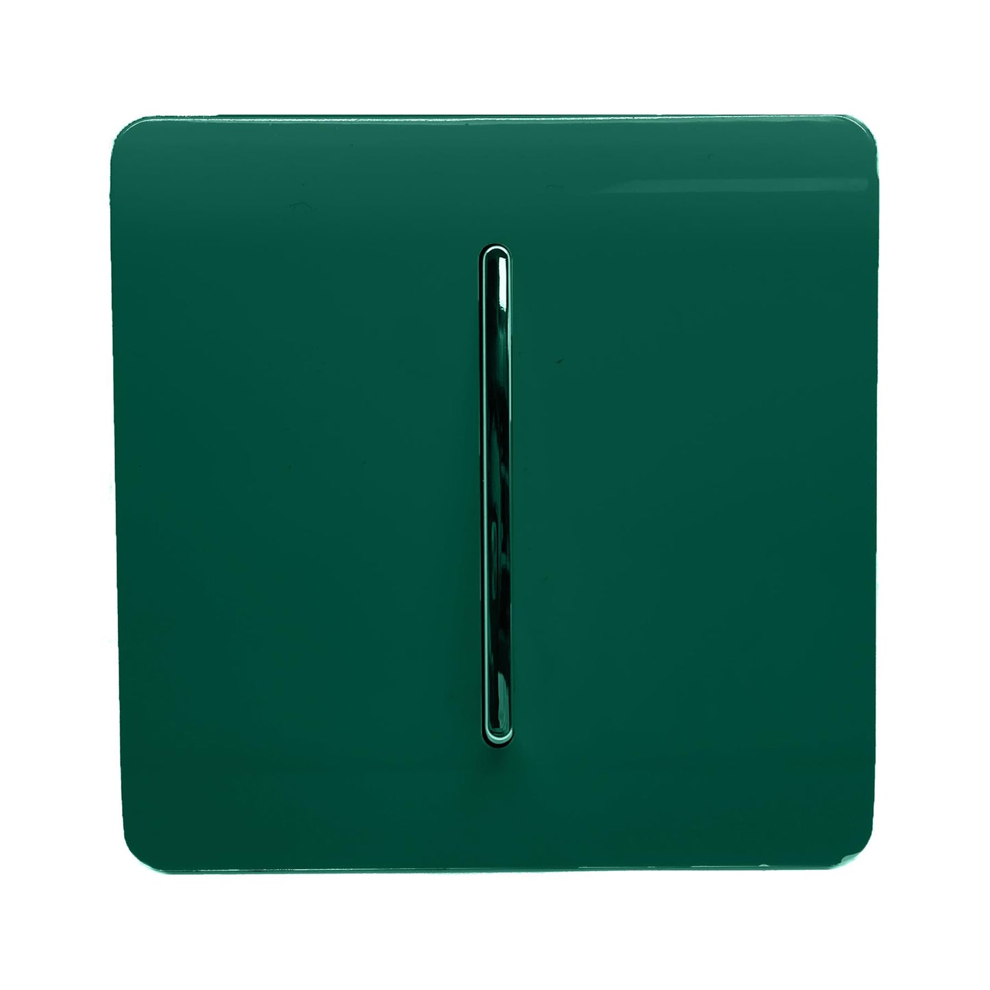 Trendi 1 Gang 2 Way 240V Screwless Artistic Modern Glossy 10 Amp Chrome Rocker Electrical Wall Light Switch in Dark Forest Green (5 pack)