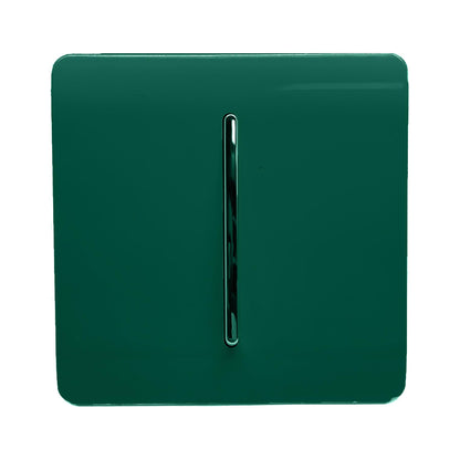 Trendi 1 Gang 2 Way 240V Screwless Artistic Modern Glossy 10 Amp Chrome Rocker Electrical Wall Light Switch in Dark Forest Green (5 pack)