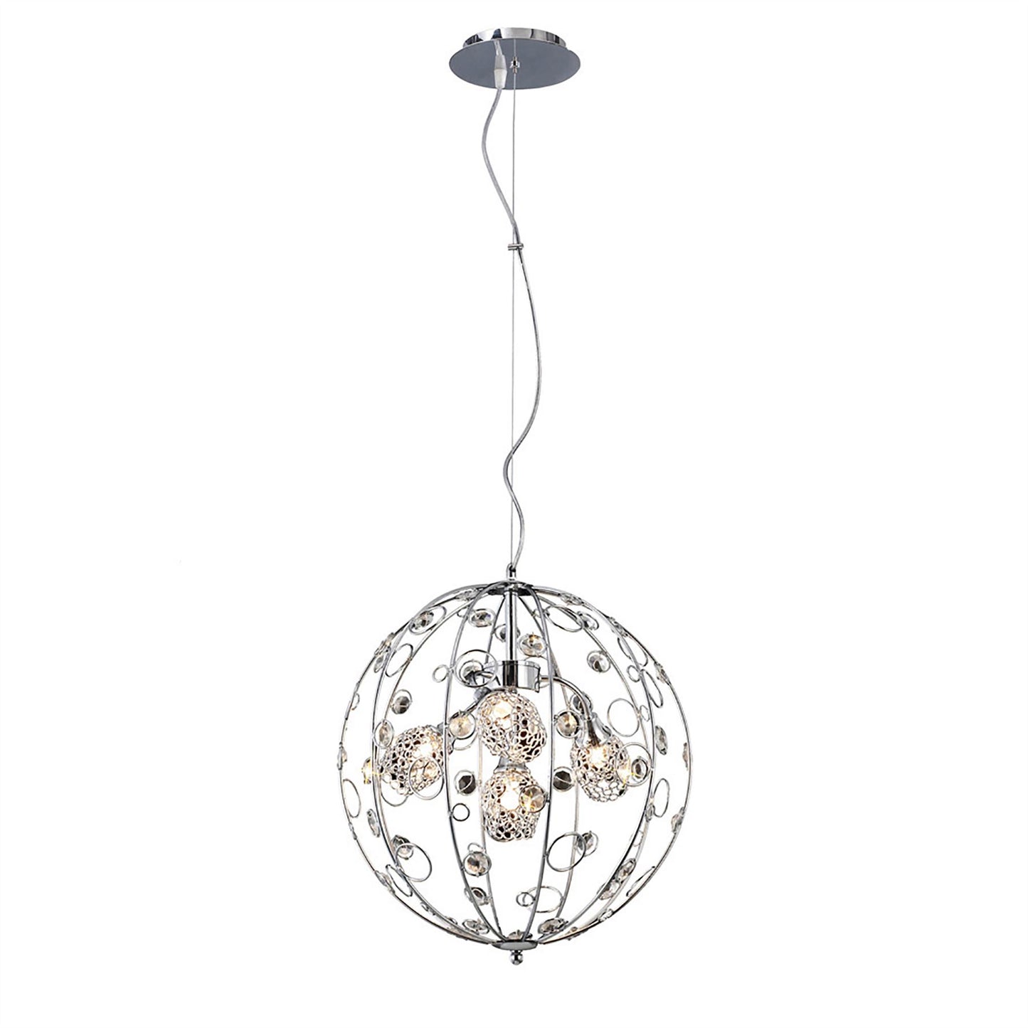 Diyas Sorrento 37cm  Ball 3 Light G9 Polished Chrome/Crystal Ceiling Pendant Light Fitting