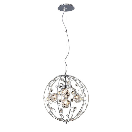 Diyas Sorrento 37cm  Ball 3 Light G9 Polished Chrome/Crystal Ceiling Pendant Light Fitting