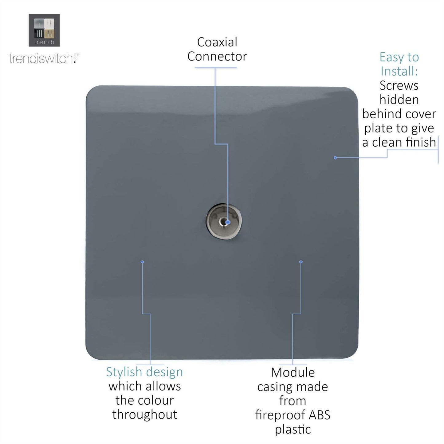 Trendi Artistic Modern Glossy Tactile TV Socket Warm Grey