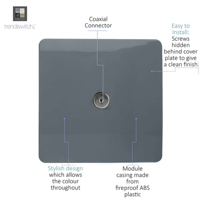 Trendi Artistic Modern Glossy Tactile TV Socket Warm Grey