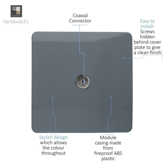 Trendi Artistic Modern Glossy Tactile TV Socket Warm Grey
