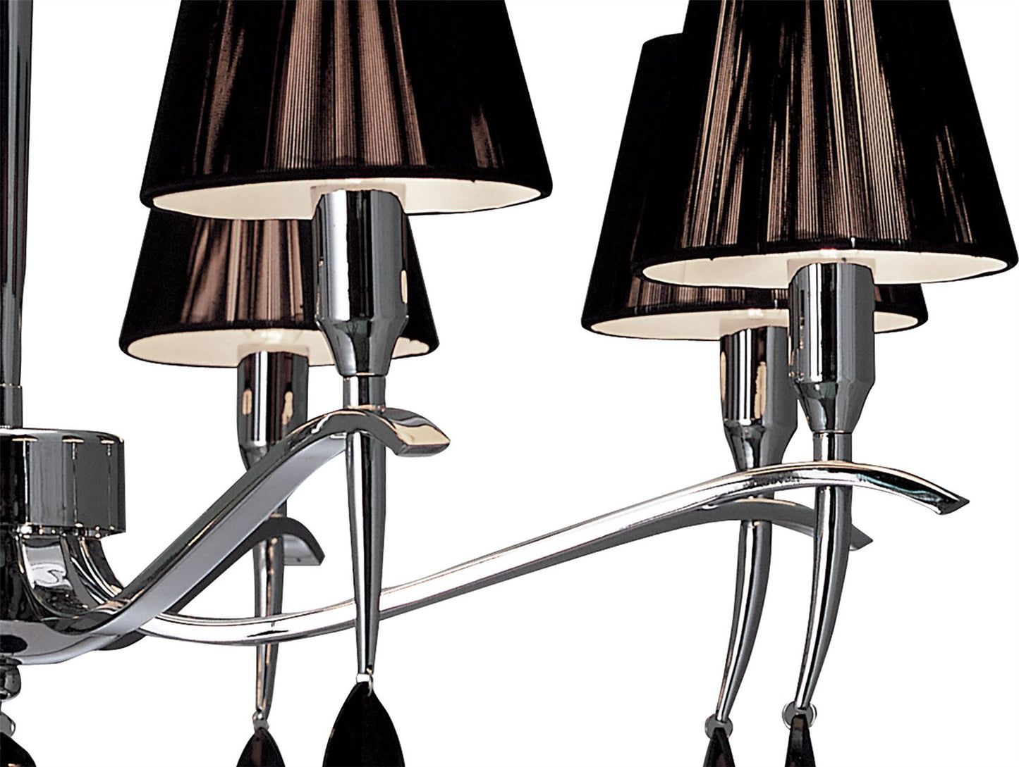 Mantra M0341 Siena Pendant Round 8 Light E14, Polished Chrome with Black Shades and Black Crystal