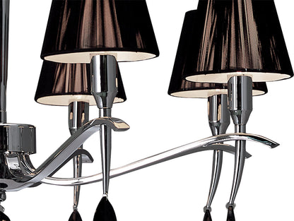 Mantra M0341 Siena Pendant Round 8 Light E14, Polished Chrome with Black Shades and Black Crystal