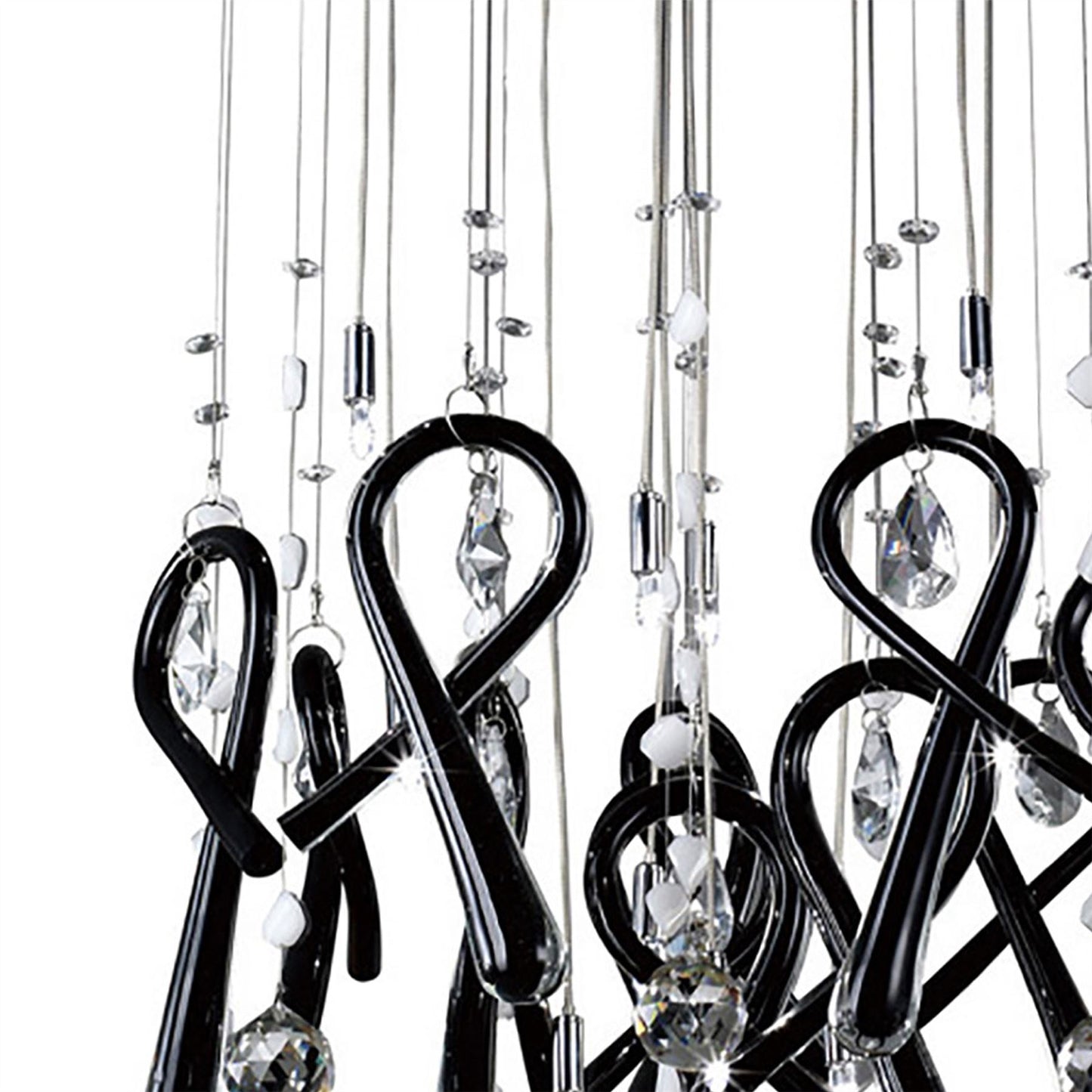 Diyas Class 45cm  Round 10 Light G4 Polished Chrome/Black Glass/Crystal, NOT LED/CFL Compatible Ceiling Pendant Light Fitting