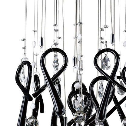 Diyas Class 45cm  Round 10 Light G4 Polished Chrome/Black Glass/Crystal, NOT LED/CFL Compatible Ceiling Pendant Light Fitting