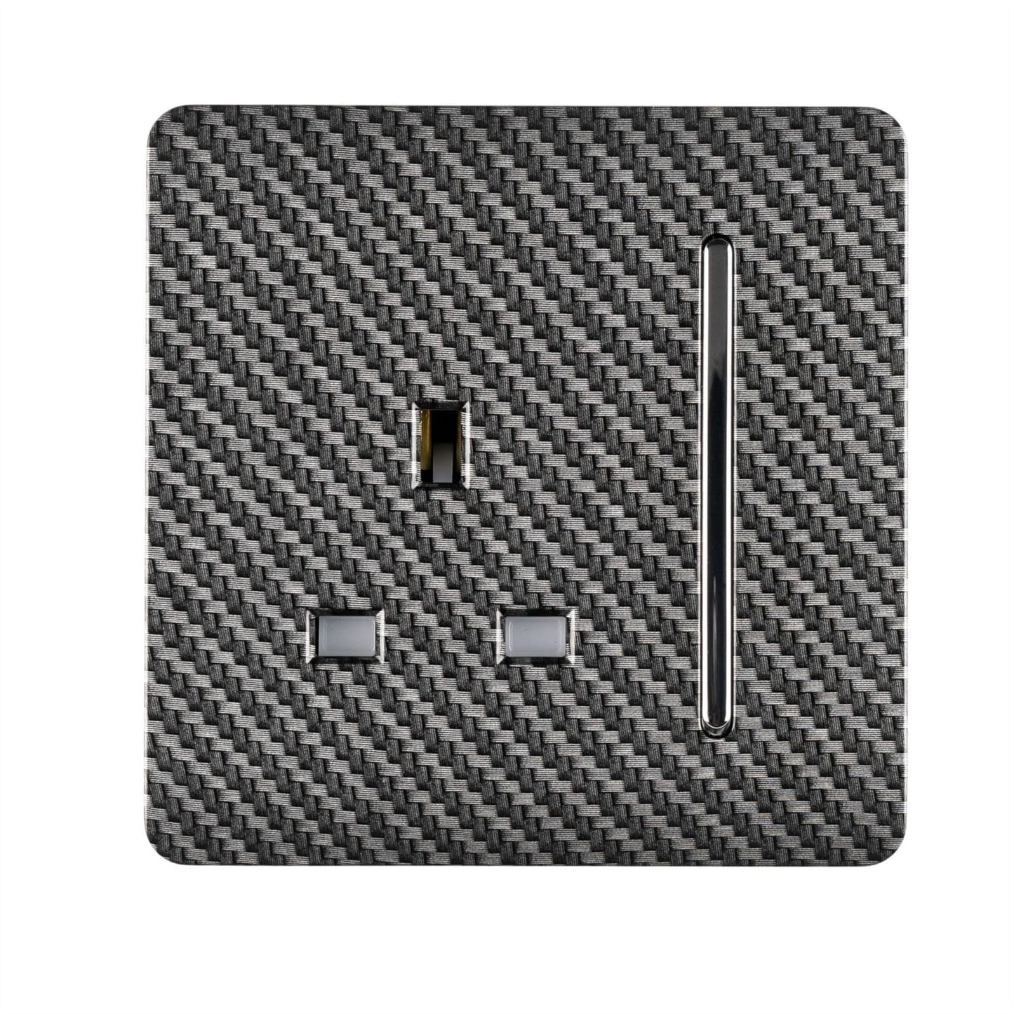 Trendi Switch 1 Gang 13 Amp Switched Modern Designer Plug Socket in Carbon Fibre
