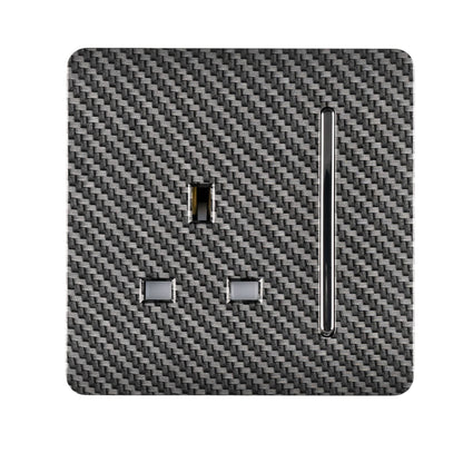 Trendi Switch 1 Gang 13 Amp Switched Modern Designer Plug Socket in Carbon Fibre