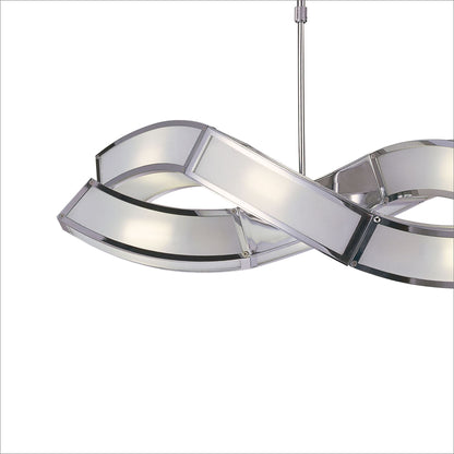 Mantra Duna GU10 Rectangular Pendant 2 Arm 6 Light L1/SGU10, Polished Chrome/White Acrylic, CFL Lamps INCLUDED