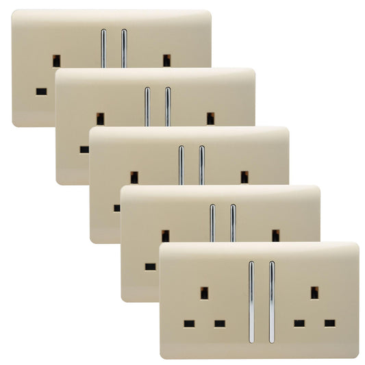 Trendi Switch 2 Gang Plug Socket in Gold