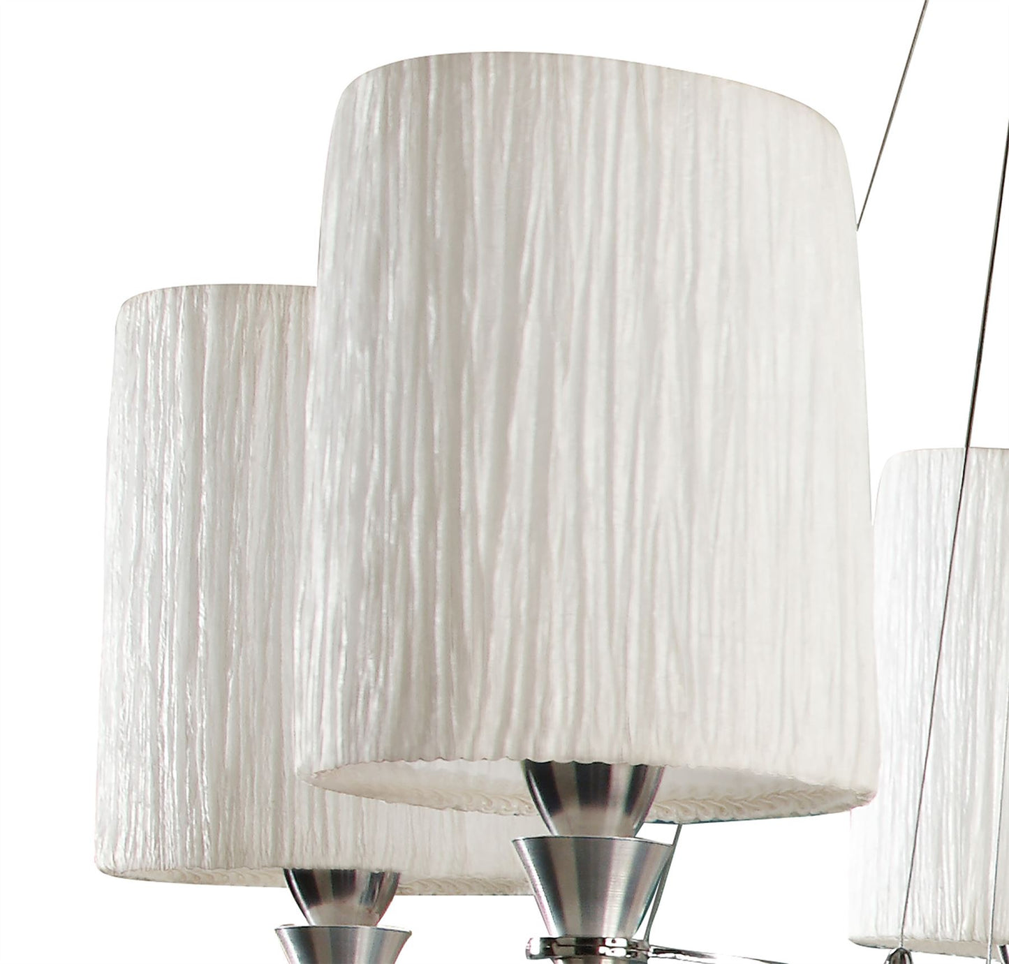 Mantra Lucca 70cm Pendant 5 Light E27, Polished Chrome with White Shades & Clear Crystal