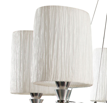 Mantra Lucca 70cm Pendant 5 Light E27, Polished Chrome with White Shades & Clear Crystal