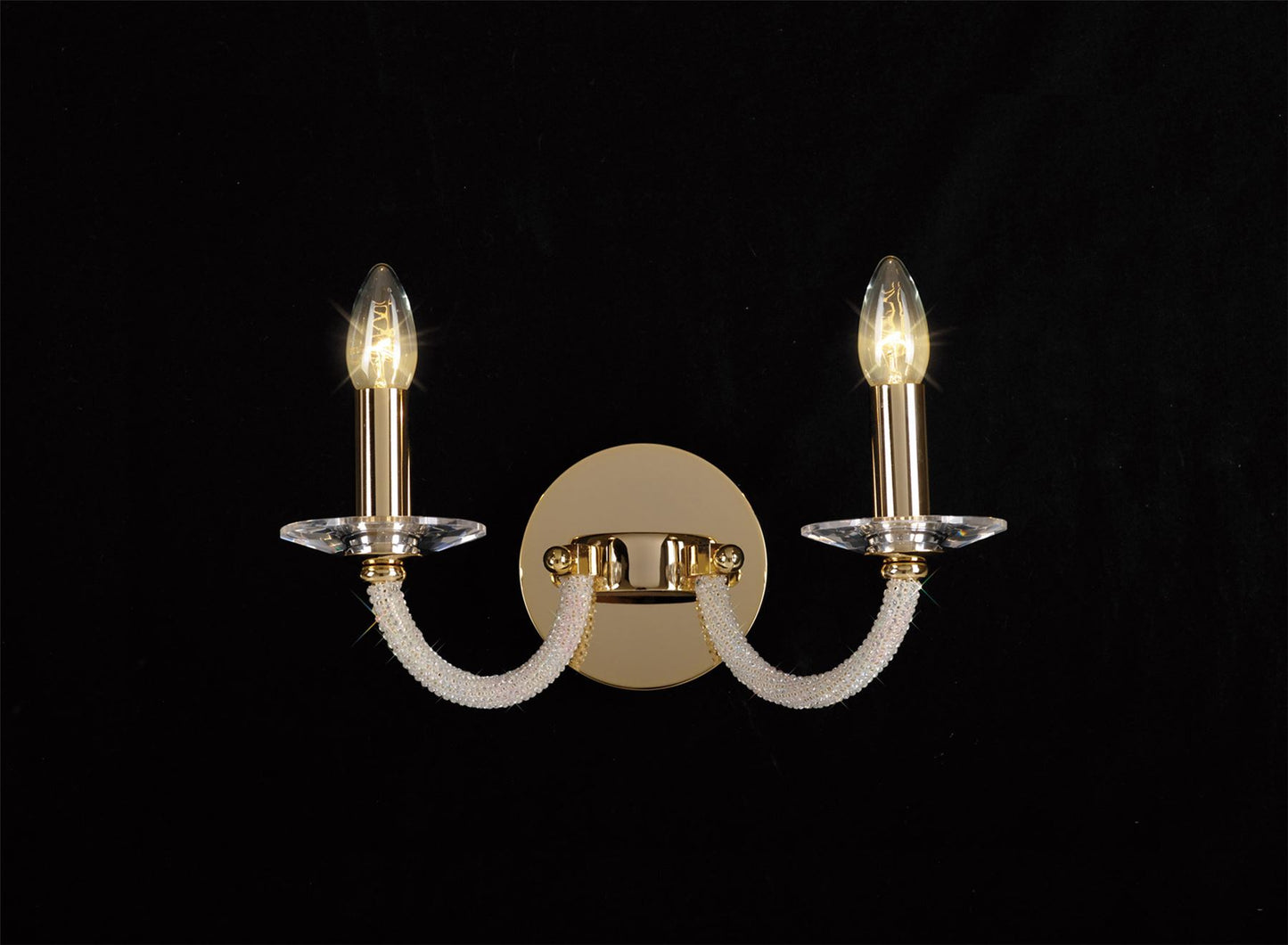 Diyas Elena Wall Light Switched 2 Light E14 Gold/Crystal