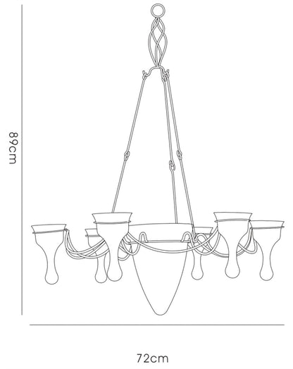 Diyas Home (DH) Tessa  6 Arm Polished Chrome/Clear Glass Ceiling Pendant Light Fitting