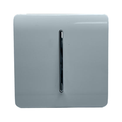 Trendi 1 Gang 2 Way 240V Screwless Artistic Modern Glossy 10 Amp Chrome Rocker Electrical Wall Light Switch in Cool Grey (5 pack)
