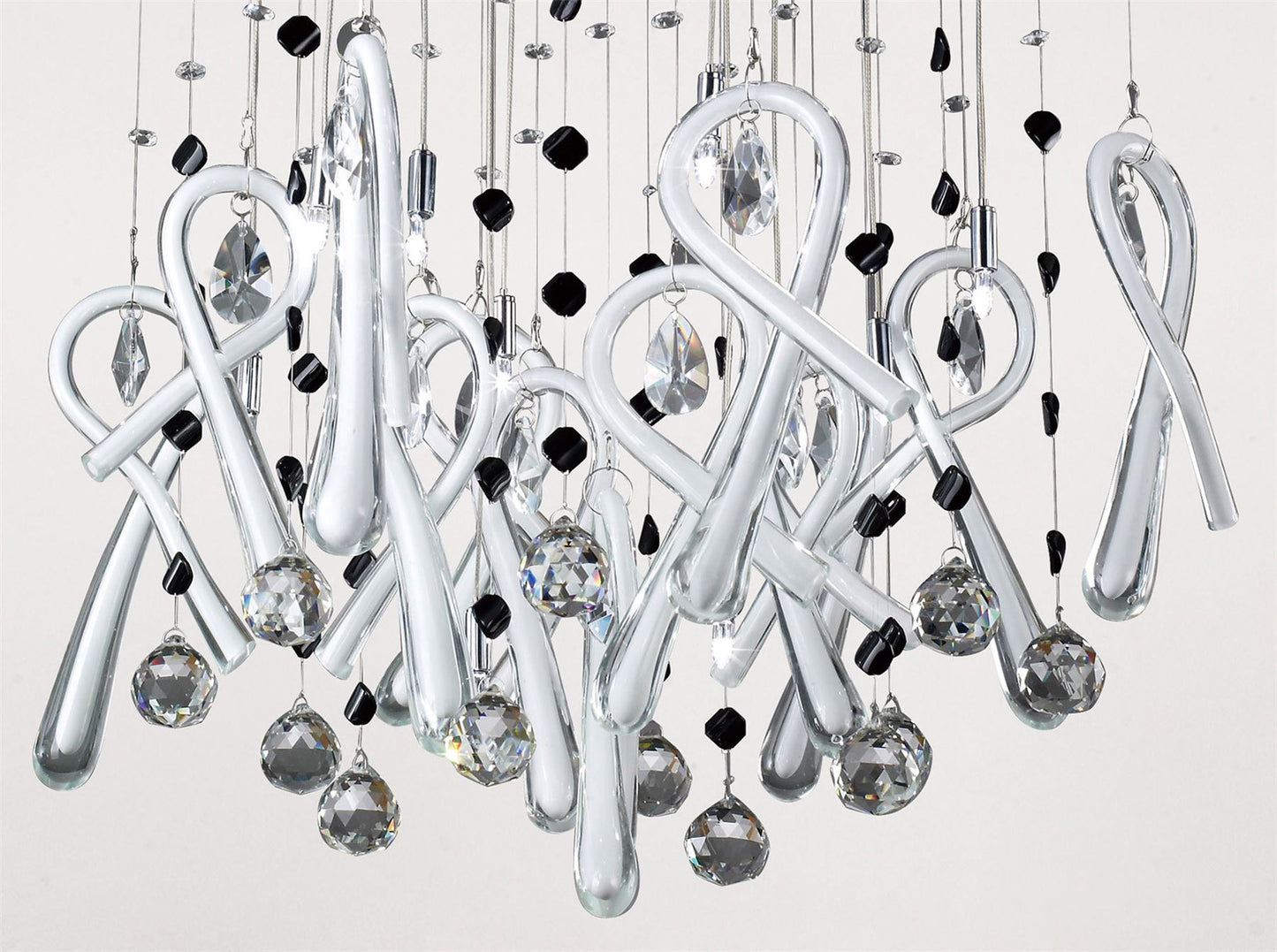 Diyas Class  Square 10 Light G4 Polished Chrome/White Glass/Crystal, NOT LED/CFL Compatible Ceiling Pendant Light Fitting