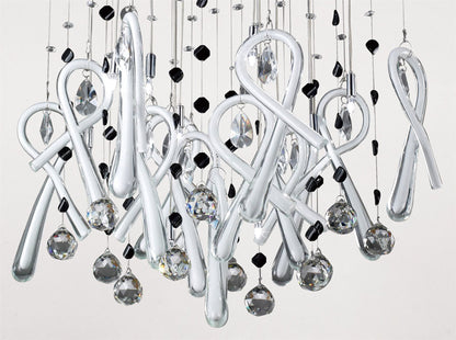 Diyas Class  Square 10 Light G4 Polished Chrome/White Glass/Crystal, NOT LED/CFL Compatible Ceiling Pendant Light Fitting