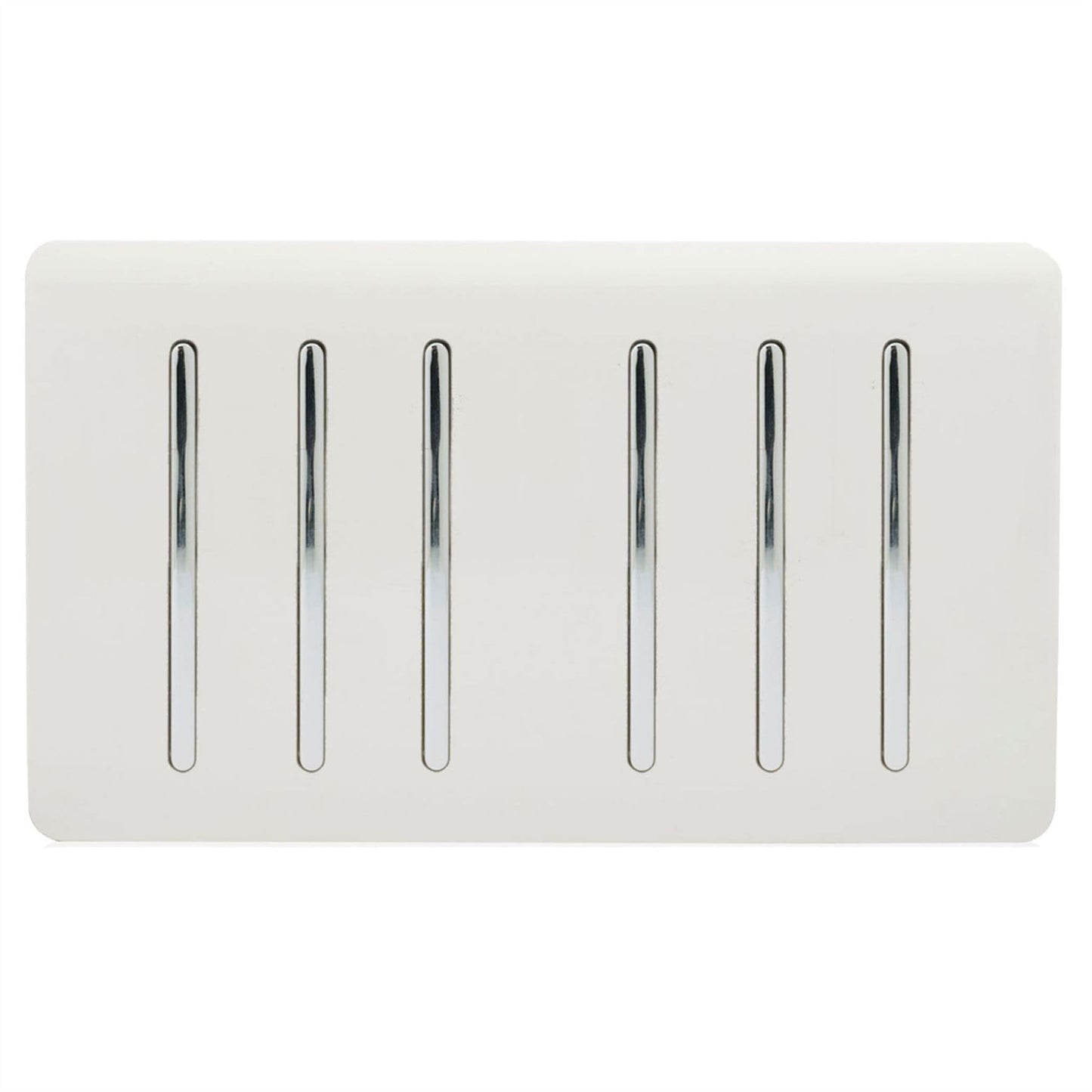 Trendi  6 Gang 2 Way Rocker Double Plate Light Switch in White - ART-SS66WH