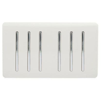 Trendi  6 Gang 2 Way Rocker Double Plate Light Switch in White - ART-SS66WH