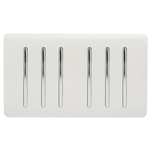 Trendi  6 Gang 2 Way Rocker Double Plate Light Switch in White - ART-SS66WH