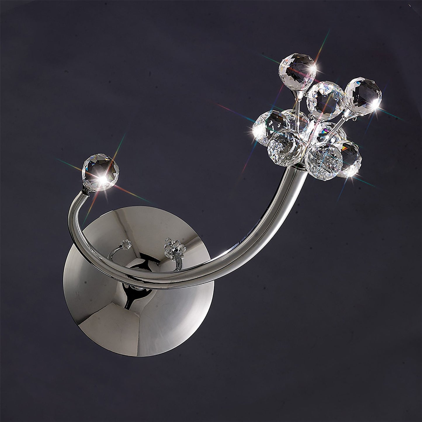 Diyas Octavia Wall Light Switched 1 Light G4 Left Facing Polished Chrome/Crystal, NOT LED/CFL Compatible