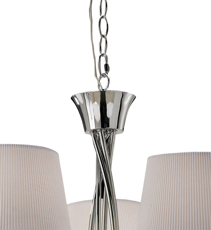 Mantra M1641 Mara Pendant 5 Light E14, Polished Chrome with Ivory White Shades