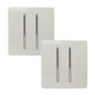 Trendi 2 Gang 2 Way 240V Screwless Artistic Modern Glossy 10 Amp Chrome Rocker Electrical Wall Light Switch in Ice White (2 pack)