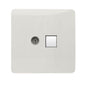 Trendi Artistic Modern TV Co-axial Socket + Telephone Socket White ART-TLP+TVWH