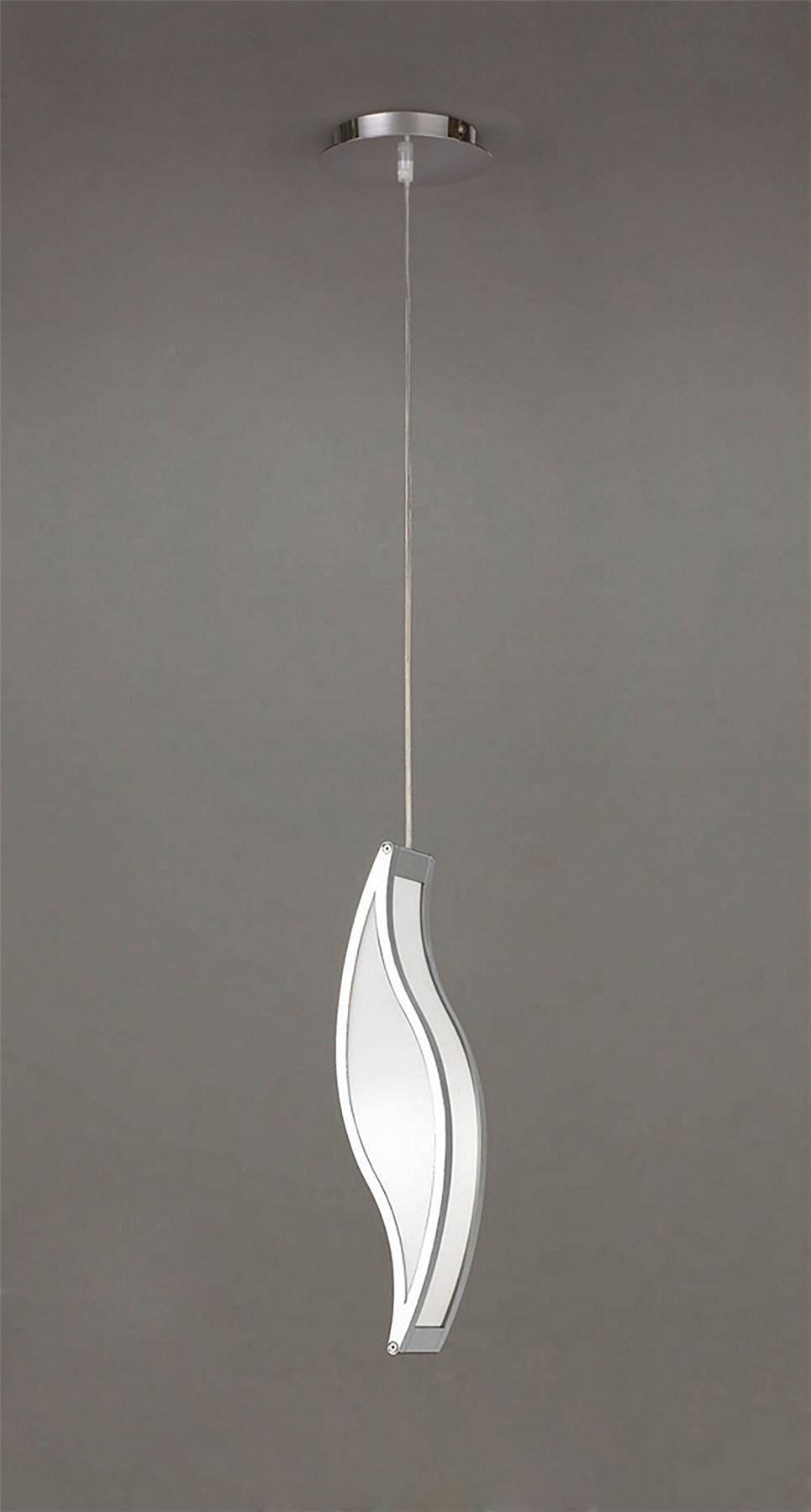 Mantra Sintesys 15cm Pendant E27 1 Light E27, Polished Chrome/White Acrylic, CFL Lamps INCLUDED