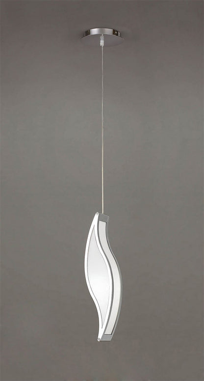 Mantra Sintesys 15cm Pendant E27 1 Light E27, Polished Chrome/White Acrylic, CFL Lamps INCLUDED