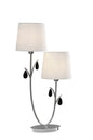 Mantra M6318 Andrea Table Lamp 63cm, 2 x E14 (Max 20W), Polished Chrome, White Shades, Black Crystal Droplets