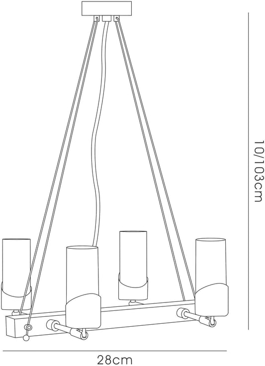 Diyas Kopus Rectangular  On Cable 4 Light G9 Polished Chrome/Frosted Glass Ceiling Pendant Light Fitting