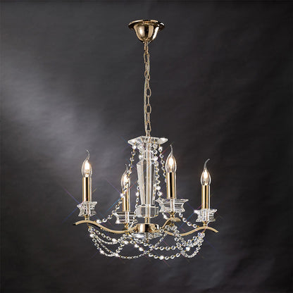 Diyas Nydia 55cm  4 Light E14 French Gold/Crystal Ceiling Pendant Light Fitting