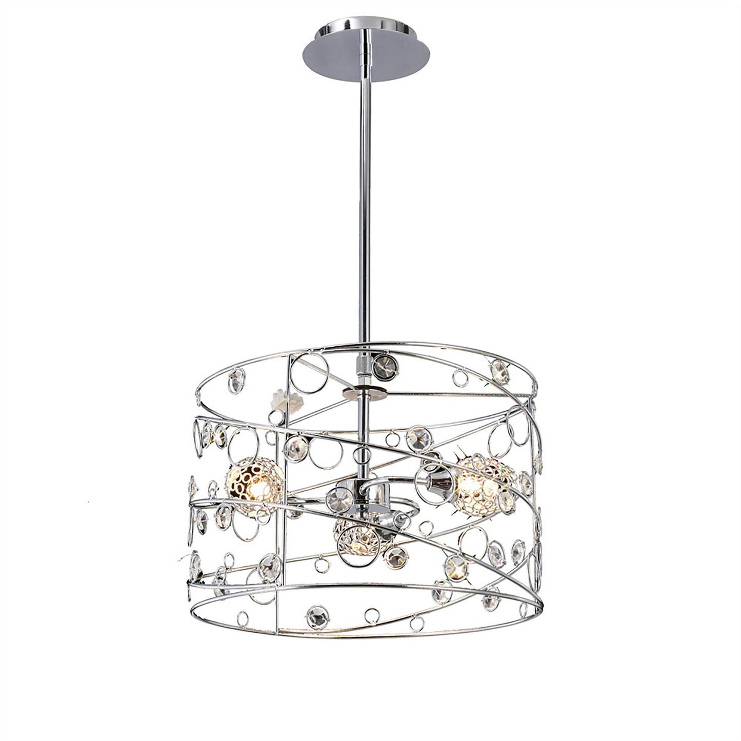 Diyas Sorrento 38cm  Cylinder 3 Light G9 Polished Chrome/Crystal Ceiling Pendant Light Fitting