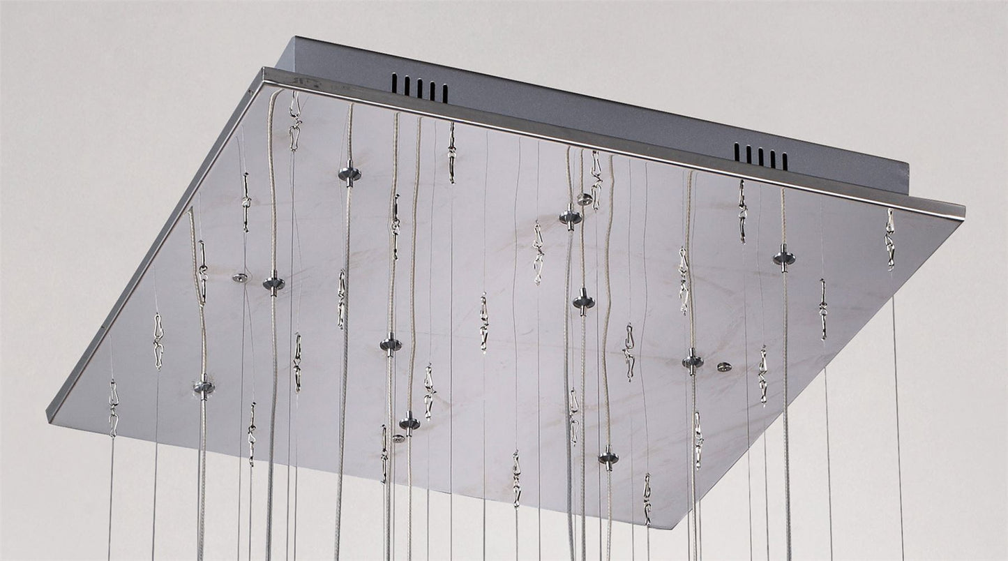 Diyas Class  Square 10 Light G4 Polished Chrome/White Glass/Crystal, NOT LED/CFL Compatible Ceiling Pendant Light Fitting