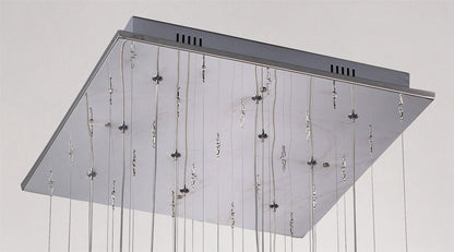 Diyas Class  Square 10 Light G4 Polished Chrome/White Glass/Crystal, NOT LED/CFL Compatible Ceiling Pendant Light Fitting