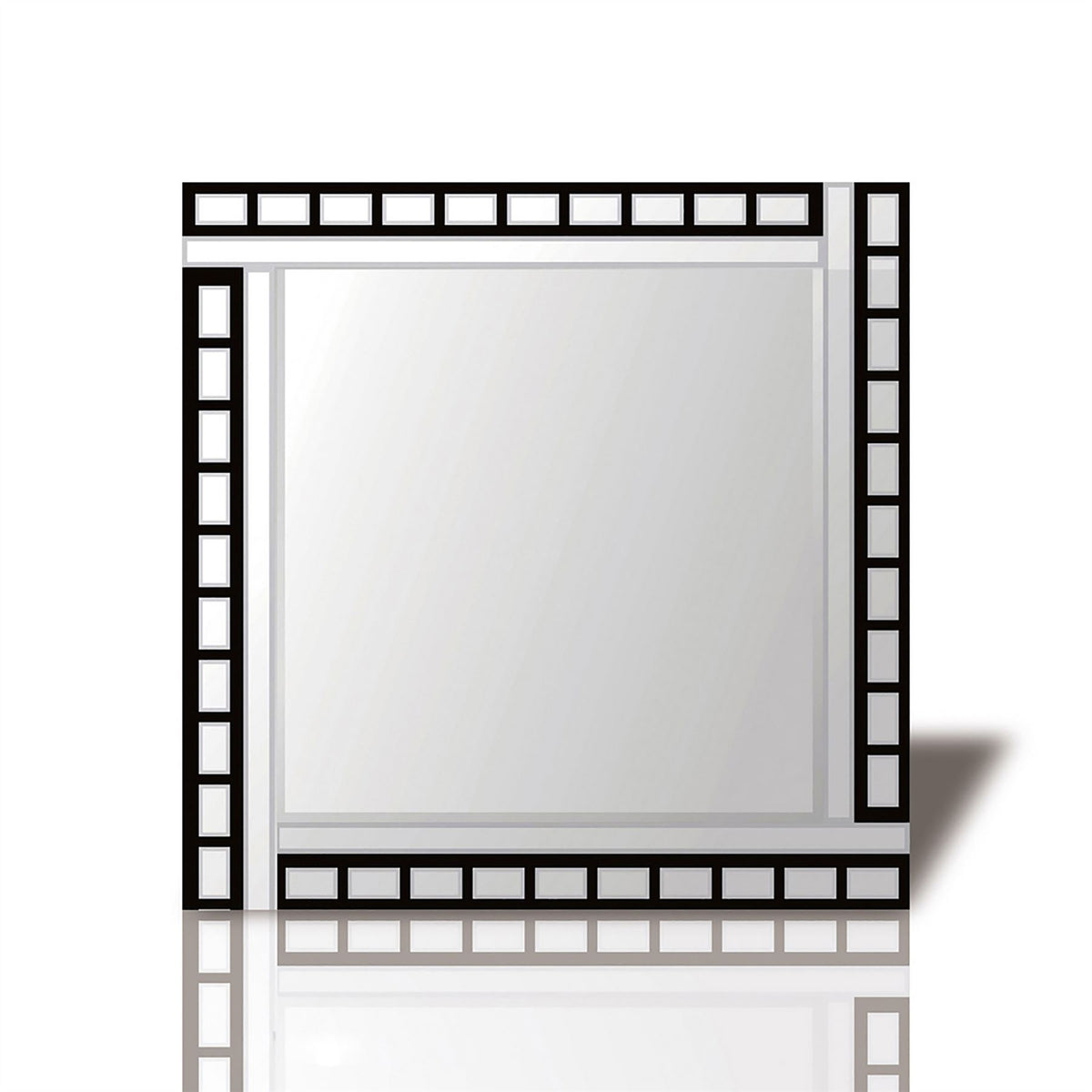 Diyas Home Nyah 60cm x 60cm Black Edged Rectangular Cut Detailed Mirror (Can Only Be Shipped On A Pallet, Additional Charges May Apply.) Mirrors