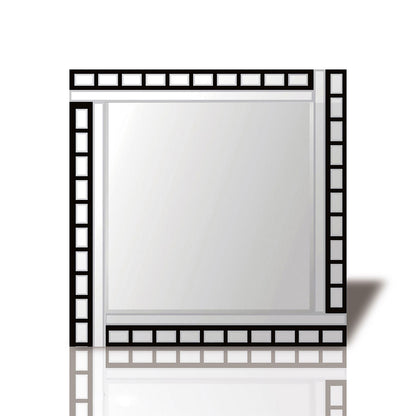 Diyas Home Nyah 60cm x 60cm Black Edged Rectangular Cut Detailed Mirror (Can Only Be Shipped On A Pallet, Additional Charges May Apply.) Mirrors
