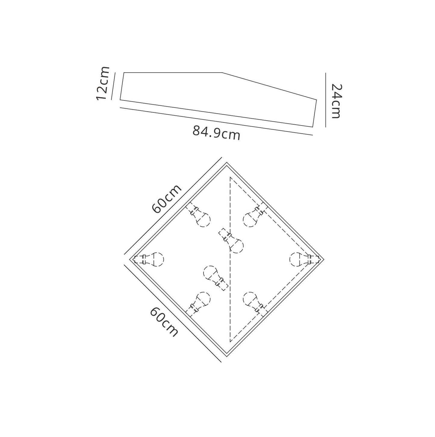 Mantra M6160 Mini Ceiling 60cm Square, 8 x E27 (Max 20W), White - M6160 Ceiling