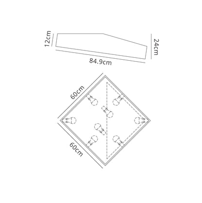 Mantra M6160 Mini Ceiling 60cm Square, 8 x E27 (Max 20W), White - M6160 Ceiling
