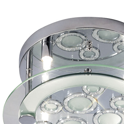 Diyas Destello 30cm Flush  Round with Circle Pattern 4 Light G9 Polished Chrome/Crystal Ceiling Light Fitting