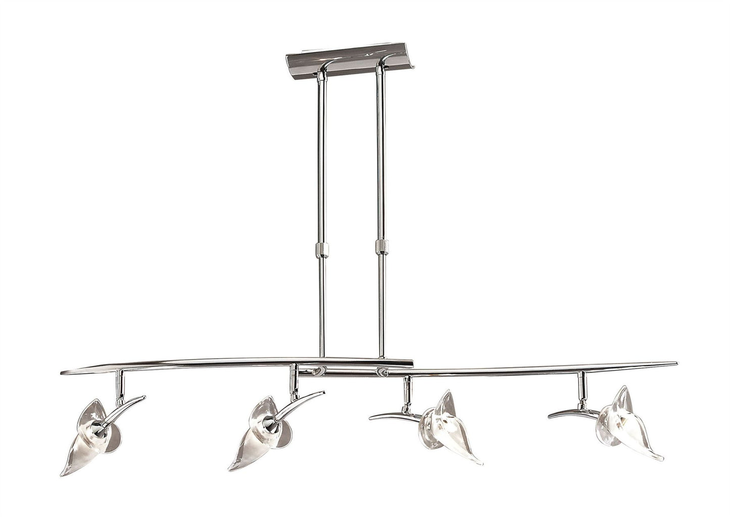 Mantra M0320 Flavia Telescopic Pendant Linear Bar 4 Light G9 with Adjustable Heads, Polished Chrome