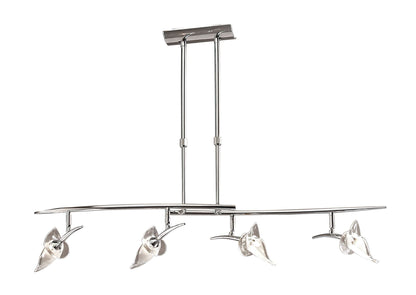 Mantra M0320 Flavia Telescopic Pendant Linear Bar 4 Light G9 with Adjustable Heads, Polished Chrome