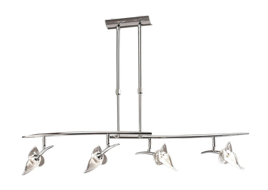 Mantra M0320 Flavia Telescopic Pendant Linear Bar 4 Light G9 with Adjustable Heads, Polished Chrome