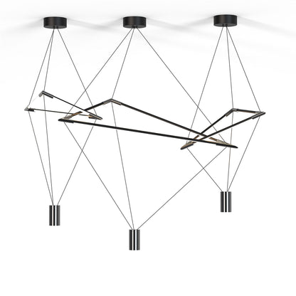 Mantra Electra Large Pendant 7W + 25W LED, 3000K, 2500lm, Black/Black Chrome/White Acrylic, 3yrs Warranty