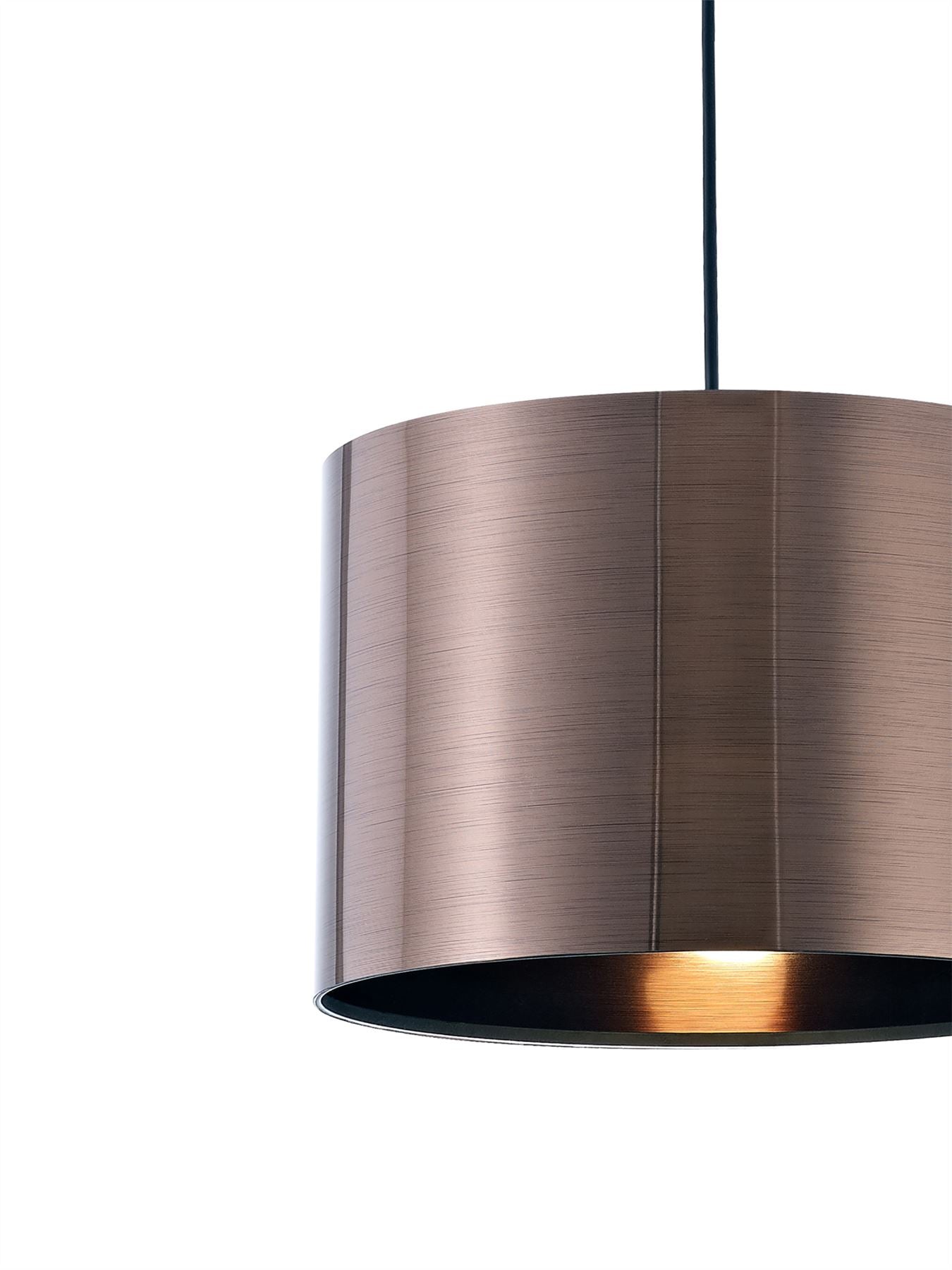 Deco Dako Black Pendant 1 Light E27 with 300 x 200mm Metallic Bronze Finish Cylinder Shade, c/w Ceiling Bracket